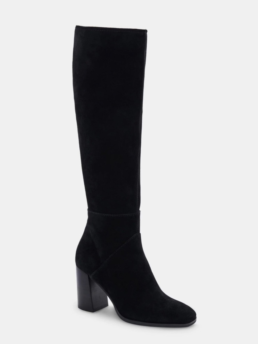 Dolce Vita Flynn Black Suede Knee-High Block Heel Boots
